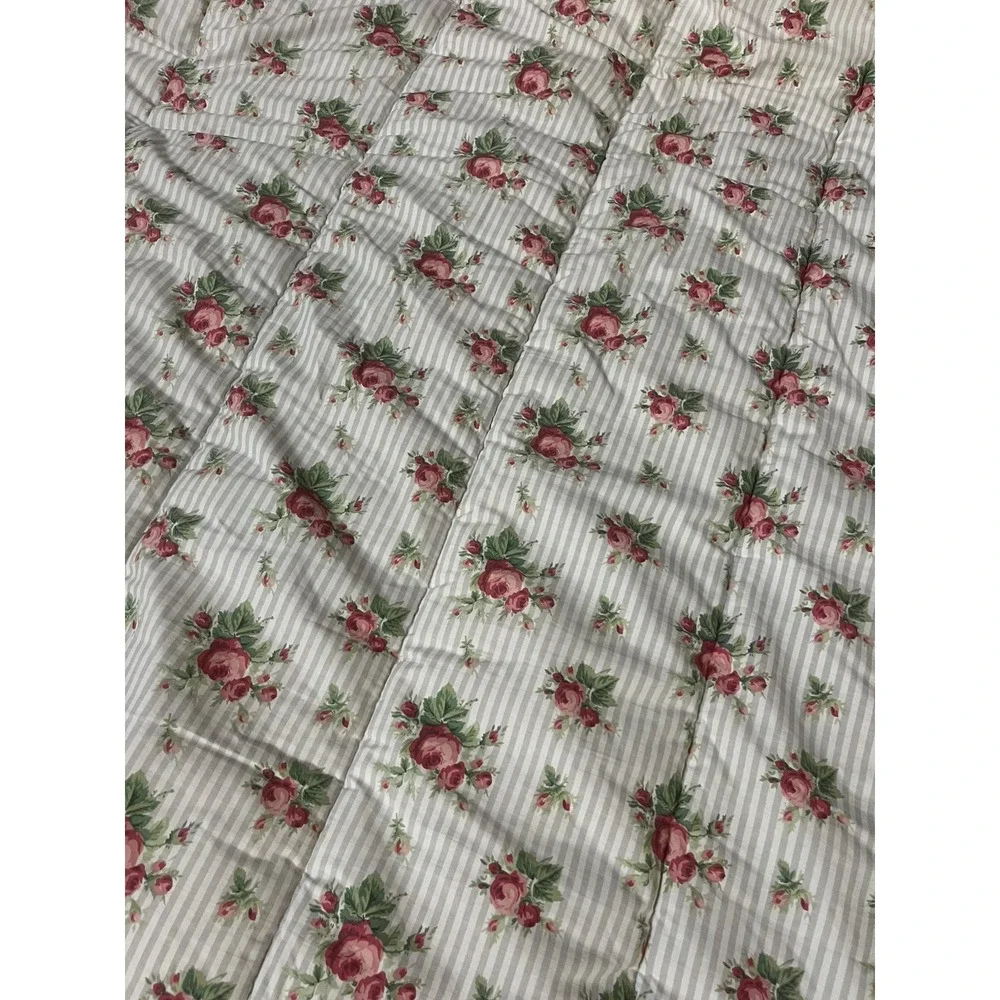 RARE Ralph Lauren Emma Striped King Comforter & 2 Ruffle Shams Floral Bedroom
